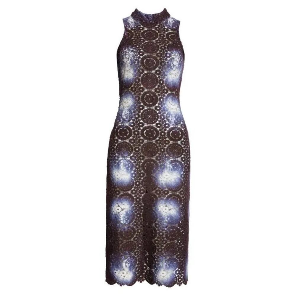 BUSAYO Lekan Crochet Midi Dress, Blue/White, African Artisanβ Vibrant, size XL
